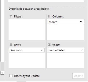 Dragging Pivot Table fields
