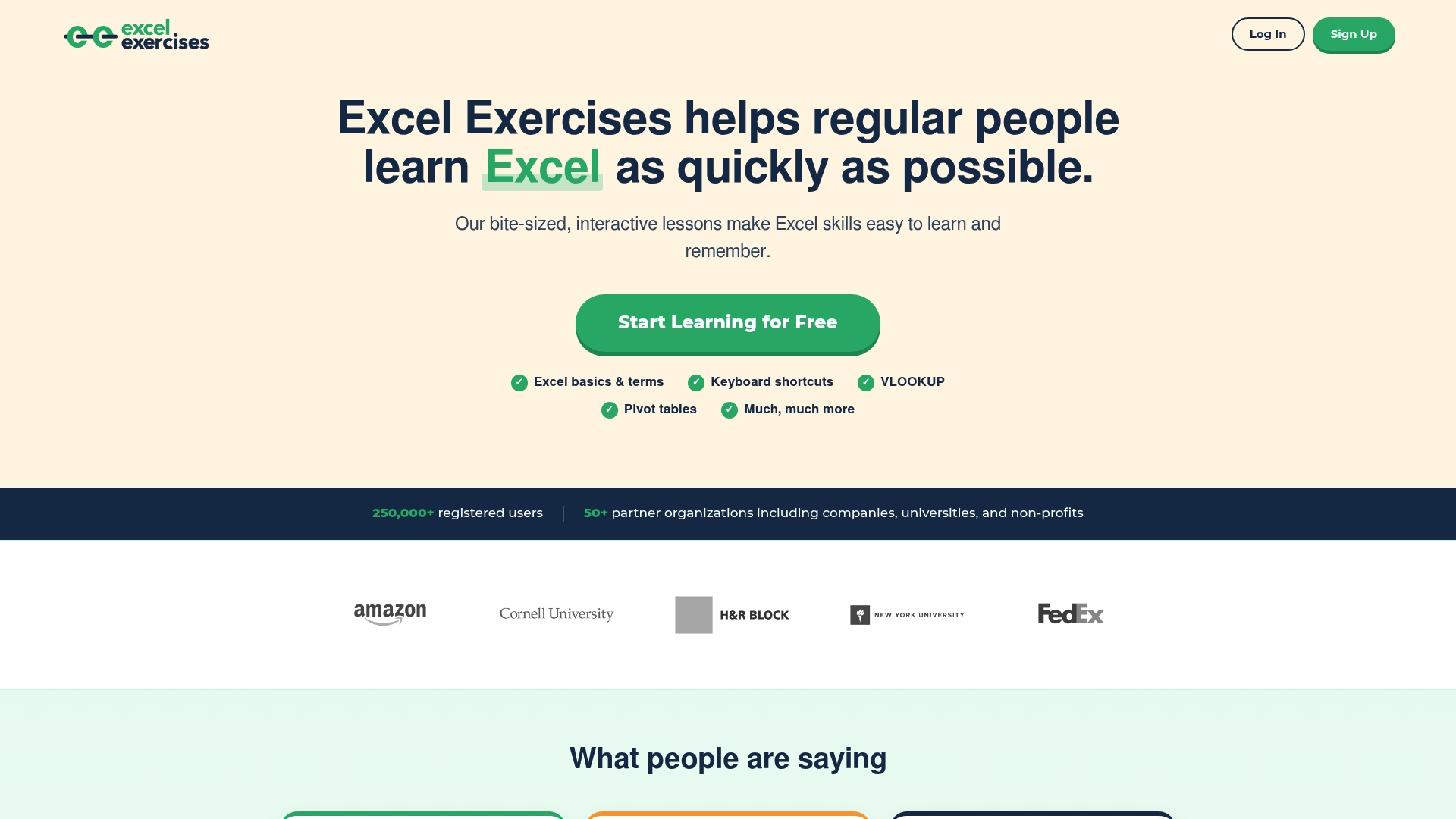 The browser-based Excel practice simulator described in this section