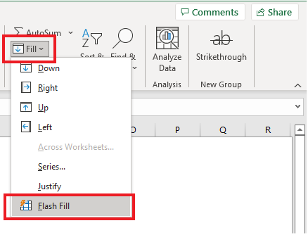 Flash Fill button