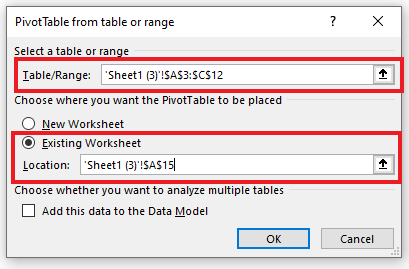 Pivot Table fields